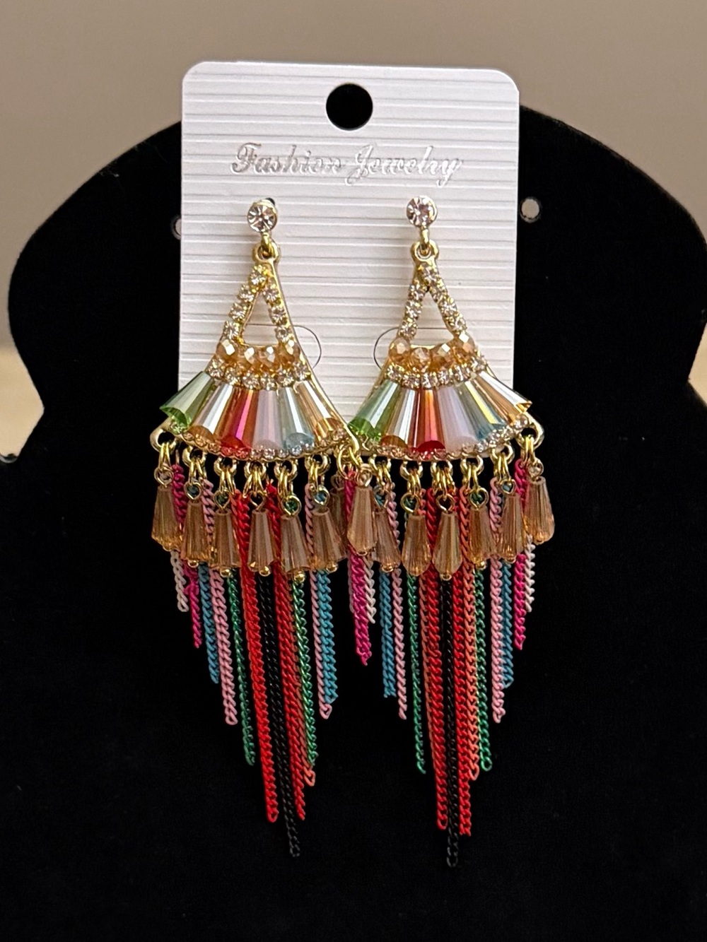 Colorful Boho Tassel Statement Earrings NWT